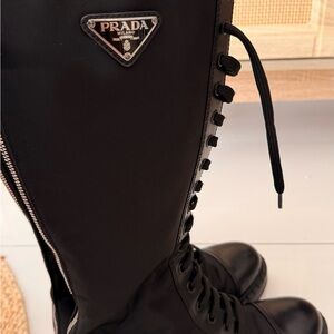 Prada Black High-Top Lace-Up Boots
